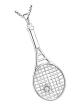 Tennis Racquet Pendant Necklace 925 Sterling Silver Love - £201.72 GBP