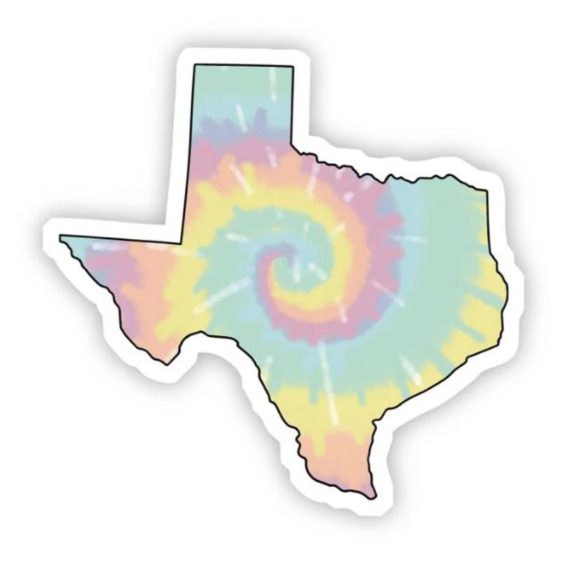Texas State Pastel Tie Dye Swirl Vinyl Sticker - $3.96