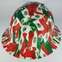New Full Brim Hard Hat Custom Hydro Dipped MEXICO FLAGS. Free Shipping! - £52.26 GBP