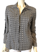Chico&#39;s Black and White Checkered Blazer Jacket, Chico&#39;s Size 0 Fits Wom... - $14.24