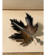 Vintage Maple Leaf Brooch/Pin Gold, Tan &amp; Brown 2.5” Fall. Thanksgiving - £6.25 GBP