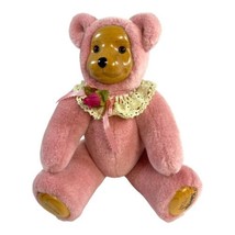 Robert Raikes Original Pink Bear Hand Signed Plush 11”  Teddy Wood Face 117/500 - £96.61 GBP