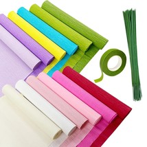 Crepe Paper Flower Diy Kits, 12 Rolls Rainbow Bright Colors Crepe Paper Rolls Gr - £25.06 GBP