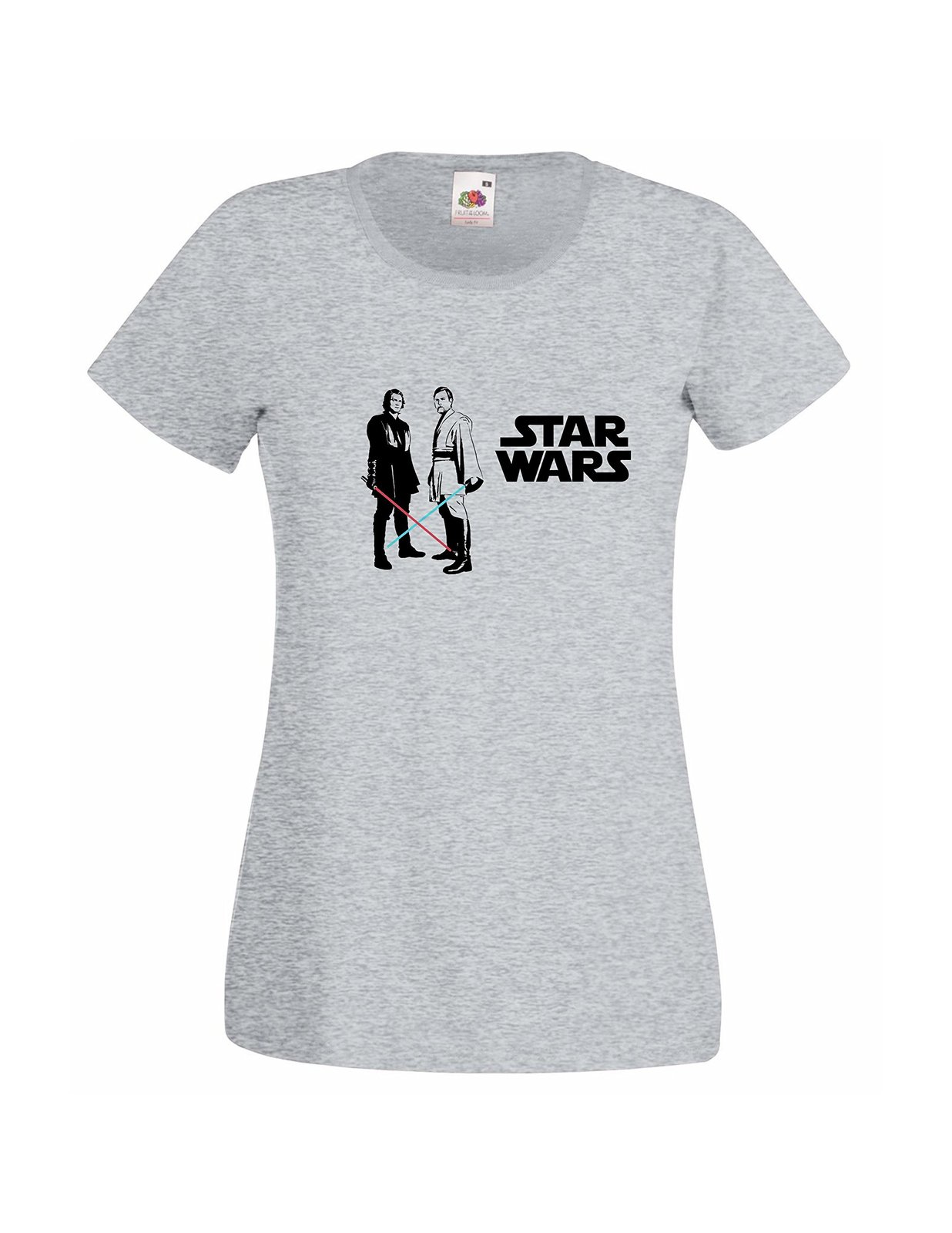 Womens Star Wars T-Shirt; Obi Wan Kenobi & Anakin Skywalker with saber Tshirt - $24.74