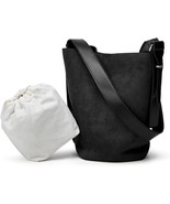 Hobo Shoulder Bag, Color A-Black, Vegan Suede, Convertible Bucket &amp; Tote... - $548.91 MXN