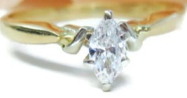 sz 11.50 14Kt Yellow Gold 1/3ct Marquise Diamond Vintage Wedding Ring 3.57g - £774.01 GBP