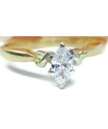 sz 11.50 14Kt Yellow Gold 1/3ct Marquise Diamond Vintage Wedding Ring 3.57g - £788.46 GBP