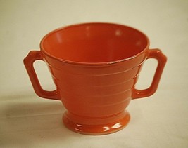 Vintage Moderntone Hazel Atlas Rust Orange Open Footed Sugar Bowl Milk Glass MCM - $12.86