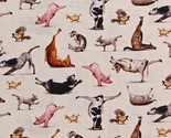 Cotton Farm Animals Doing Yoga Barn Cotton Fabric Print by the Yard D669.44 - $11.95