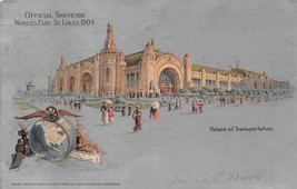 St Louis 1904 Worl&#39;d FAIR-PALACE Of TRANSPORTATION-SILVER Gilt Postcard - £7.43 GBP