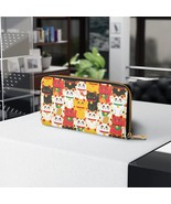 Red White Yellow Black Maneki Neko Happy Lucky Japanese cat Zipper Walle... - $32.98