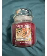 YANKEE CANDLE Sparkling Cinnamon 14.5oz 1 Wick Medium Jar Red Lightly Bu... - $22.76