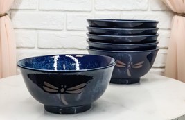 Ebros Japan Made Blue Tombo Dragonfly Ochawan Rice Soup Porcelain Bowls ... - £37.75 GBP