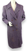 Vtg Pendleton Purple Herringbone Long Trench Pea Coat Wool USA Womens Sz 10 READ - £46.95 GBP