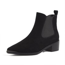 Donna-in Winter Cow Leather Ankle Boots women Sheep Suede Chelsea Boot Pointed T - £117.76 GBP