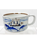 Vintage Otagiri Japan Sailing Ship Cobalt Blue Dolphins Coffee Soup Mug Orig Tag - $24.26