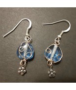 Blue bead silver wrap earrings - £11.21 GBP