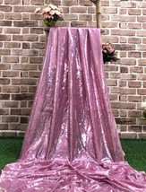 Old Rose Sequin Georgette Embroidery Fabric Saree Fabric Dress Fabric- SQAF829 - £8.24 GBP+