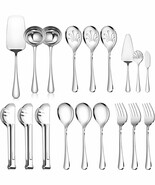 Teivio 18Pcs Silver Stainless Steel Large Serving Utensils Set,Include S... - $39.99