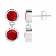 ANGARA Natural Ruby Round Two Stone Earrings for Women in 14K Gold (4.1MM) - £1,231.93 GBP