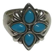 Carolyn Pollak Turquoise Stones &amp; Sterling Silver Ring! 9.5grams Sz8.25 9/18 - £55.94 GBP