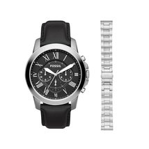 Fossil Men&#39;s Grant Quartz Stainless Steel and Leather Chronograph Watch, Color:  - £71.56 GBP+