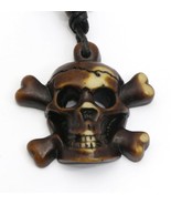 Adjustable Necklace with a Brown Crossbones Pirate Skull Design Tribal P... - $12.17 CAD