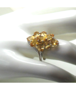 Vintage Signed STS 925 Silver Citrine Flower Ring Size 6 - $89.27 CAD