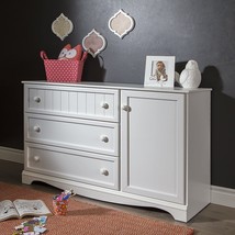 Dresser, 3-Drawer, With Door, Pure White South Shore Savannah. - £289.48 GBP