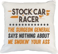 Make Your Mark Design Stock Car Racer. Cool White Pillow Cover for Driver, Enthu - £19.41 GBP+