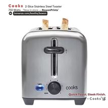 Cooks 2-Slice Stainless Steel Toaster, 750 Watts - €14,59 EUR