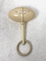 Antique Celluloid Baby Rattle w hand Painted Pink Flowers Nice Shape - £14.16 GBP