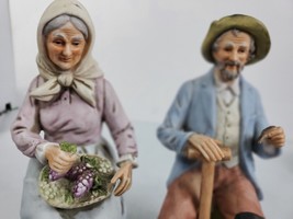Homco Home Interiors Old Man and Woman Farmers Couple Porcelain Figurines #1433 - £39.30 GBP
