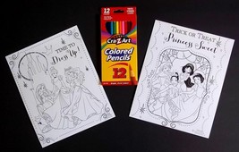 Halloween Disney Princess coloring cards x 2 with 12 pack Crazy Art pencils - $4.75