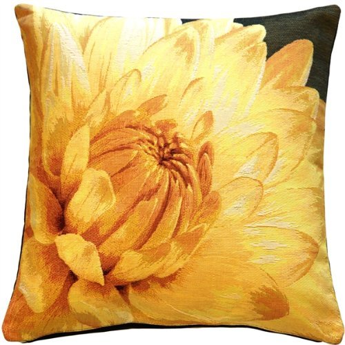 PILLOW DÉCOR Yellow Dahlia Bold Blossom Tapestry Throw Pillow - $79.95