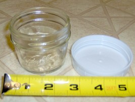Small Jelly Jar &amp; CAP Clear Glass BALL 1/4 Pint 4oz Baby Food Freezer Safe 86000 - £15.12 GBP