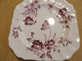 1# Johnson Bros Brothers Square Salad Plates Day in June Burgundy Pattern - £6.70 GBP