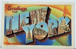 NY Rainbow Large Letter Greetings from New York 1938to Norwood R.I. Postcard A7 - $7.95