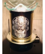Fragrance Wall Plug-In Lamp Tart Oil Warmer Skull Yellow Chrome with Dimmer - $27.88 CAD
