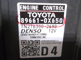 2020..20  TOYOTA  CAMRY  2.5L    /ENGINE CONTROL COMPUTER image 2