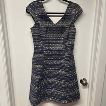 Lilly Pulitzer Ruthy Boucle Navy Blue Gold Metallic Dress Womens Size 4 Small - £46.58 GBP