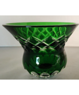 Ofnah Crystal Votive Candle Holder 24% Lead Emerald Green Made in Hungar... - £40.40 GBP