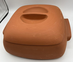 Terra Cotta Cookware Bret Bortner Design Casserole Cover Handles Square 8.25&quot; - £22.33 GBP