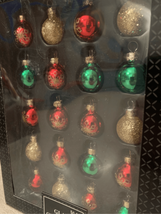 RAUCH Mini Christmas Ornaments-Round 1&quot; Glass Glitter Multicolored Box 2... - £9.17 GBP