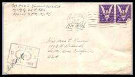 1945 NEW YORK Air Mail Censor Cover - US Army Postal Service to Santa Ana, CA F6 - £2.32 GBP