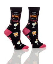 Women&#39;s Premium Crew Socks Yo Sox Mixed Drink Motifs Size 6 - 10 Cotton ... - $9.89