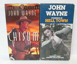 John Wayne VHS Lot HELL TOWN and Chisum Collection Vintage Westerns Cowboy - £9.37 GBP
