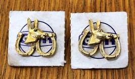 PAIR of VINTAGE N.O.S. GOLD GULF OIL GAS POLITICAL DONKEY HORSESHOE LAPE... - $25.00