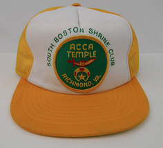 Richmond VA ACCA Temple Shriner Trucker Hat Yellow South Boston Snapback - £9.28 GBP