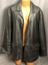 Barneys New York Mens XL 4 Button Black Leather Jacket Coat Made In Italy - £311.38 GBP
